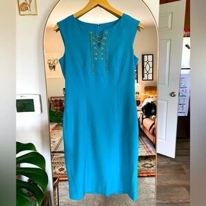 Ellen Tracy Women’s Cap Sleeve Sheath Dress turquoise